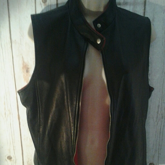 Pendleton Genuine Leather Red Black  Bikers Vest - Picture 7 of 7
